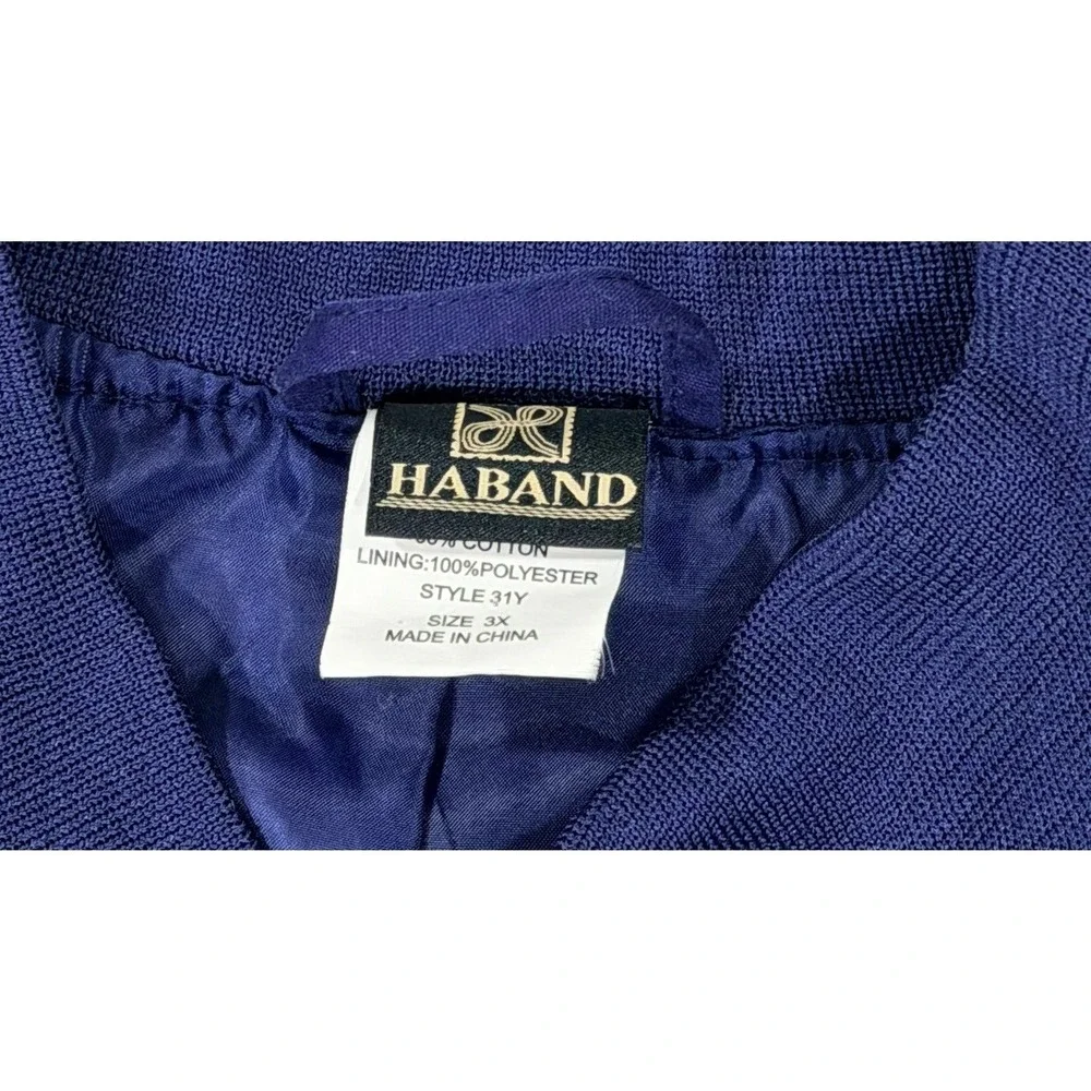 Haband Mens Navy Blue Bomber Jacket Lightweight Full Zip Style 31Y Size‎ 3X